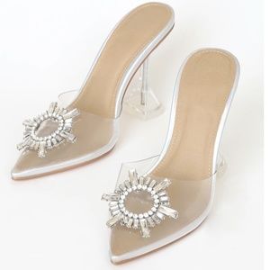 Lulu's Midnight Silver Holographic Pointed-Toe Heels